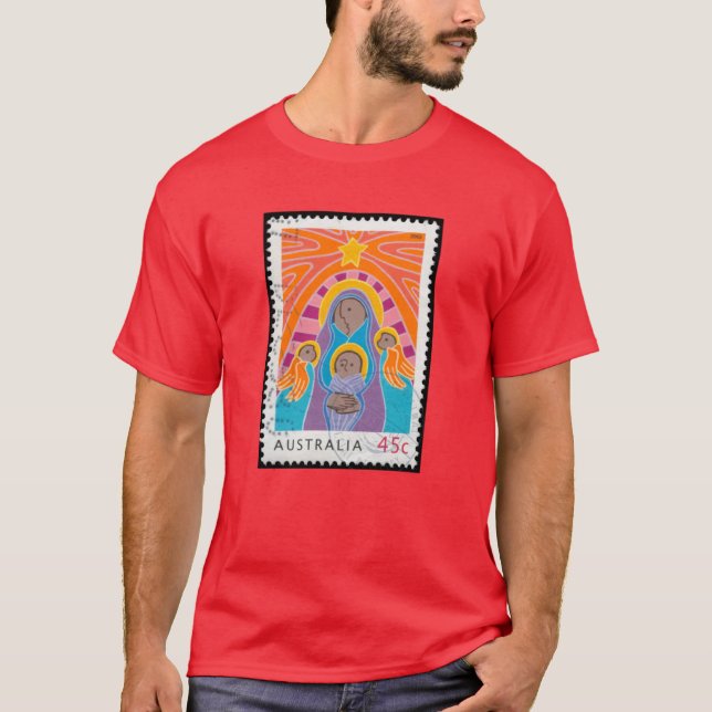 T-shirt timbre de naissance australien rétro vinta (Devant)