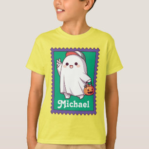 T-shirt Timbre de nom d'enfants fantôme d'Halloween