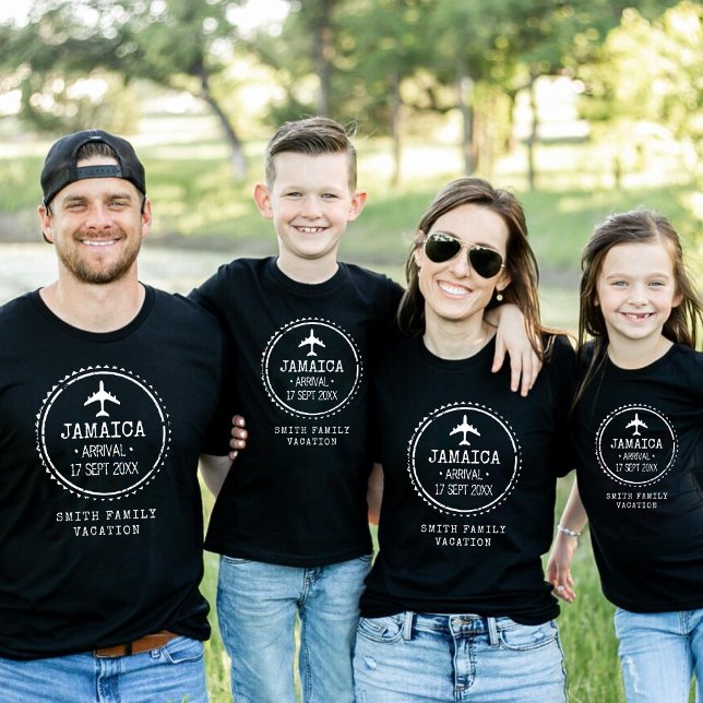 T-shirt Timbre de passeport Vacances en famille en Jamaïqu (Passport Stamp Jamaica Family Vacation Black T-Shirt
)