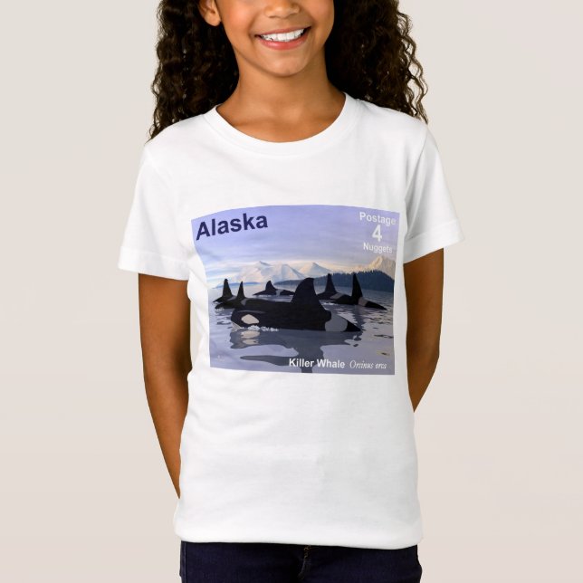 T-Shirt Timbre des baleines tueuses de l'Alaska (Devant)