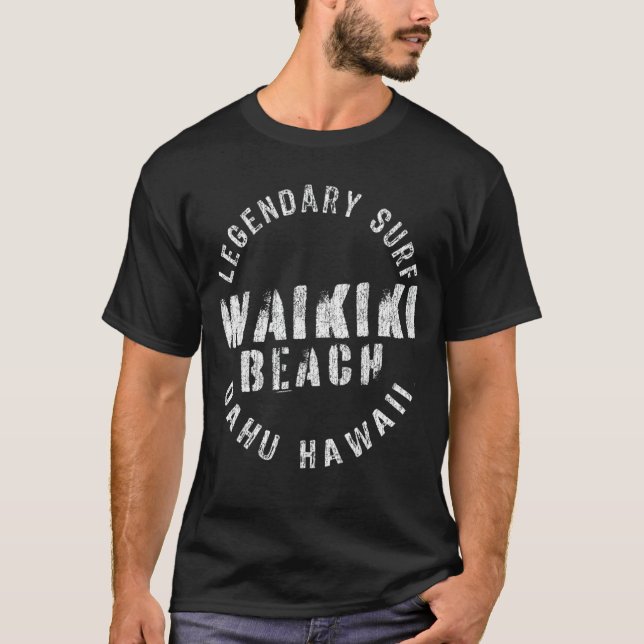 T-shirt Timbre du Surf légendaire Waikiki Beach Circle (Devant)