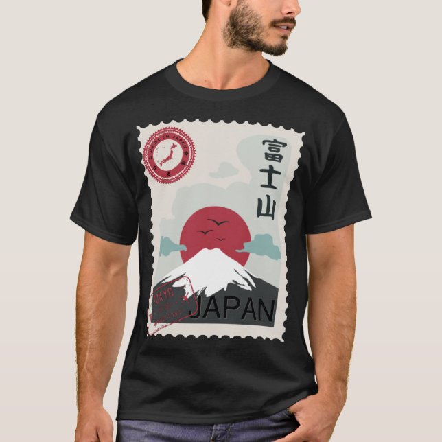 T-shirt Timbre japonais du Mont Fuji Tokyo Fabriqué T-shir (Devant)