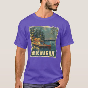 T-shirt Timbre Michigan État en Détresse Vintage États-Uni