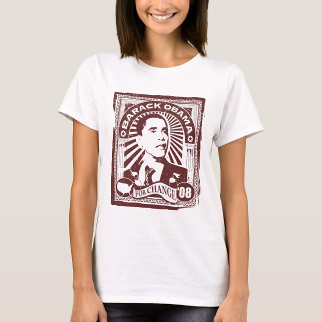 T-shirt Timbre Obama (rose) (Devant)