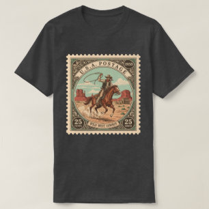 T-shirt Timbre Postage vintage Wild West Cowboy