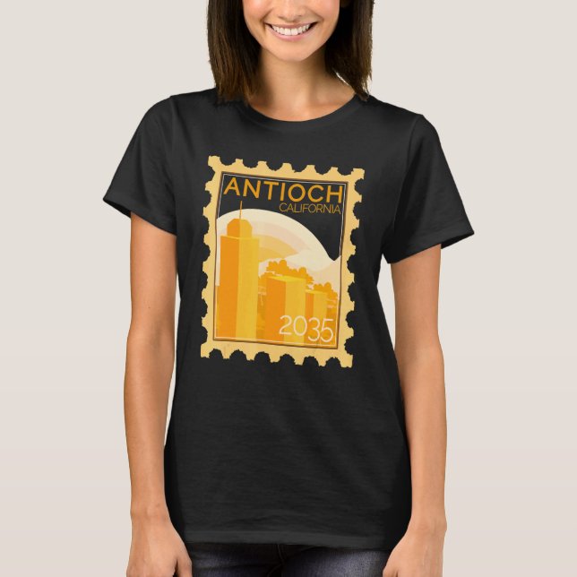 T-shirt Timbre Postal Avec Coucher De Soleil À Antioche (Devant)