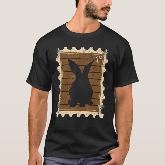 T-shirt Timbre Postal Avec Lapin Lapin Lapin (Devant)
