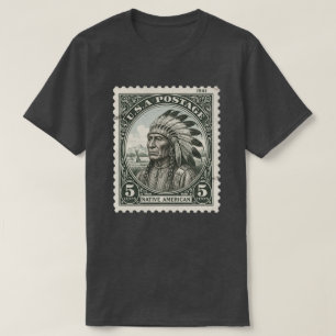 T-shirt Timbre Postal Vintage Chef Amérindien