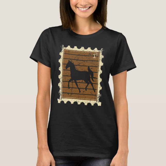 T-shirt Timbre-poste avec un cheval (Devant)