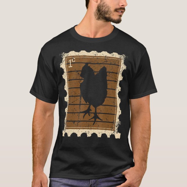 T-shirt Timbre-poste avec un poulet (Devant)