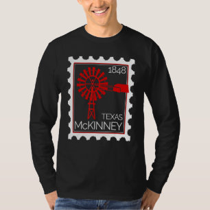 T-shirt Timbre-poste avec une ancienne éolienne à Mckinney