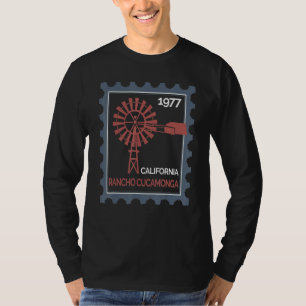 T-shirt Timbre-poste avec une vieille éolienne à Rancho C