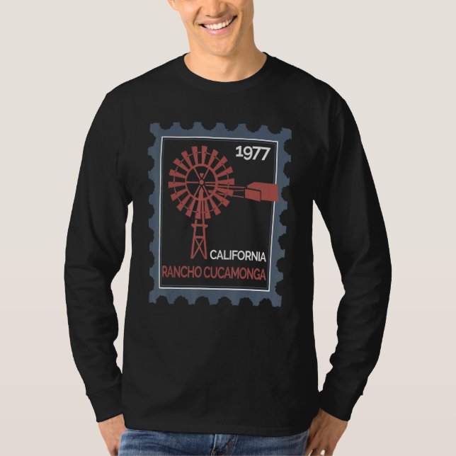 T-shirt Timbre-poste avec une vieille éolienne à Rancho C (Devant)