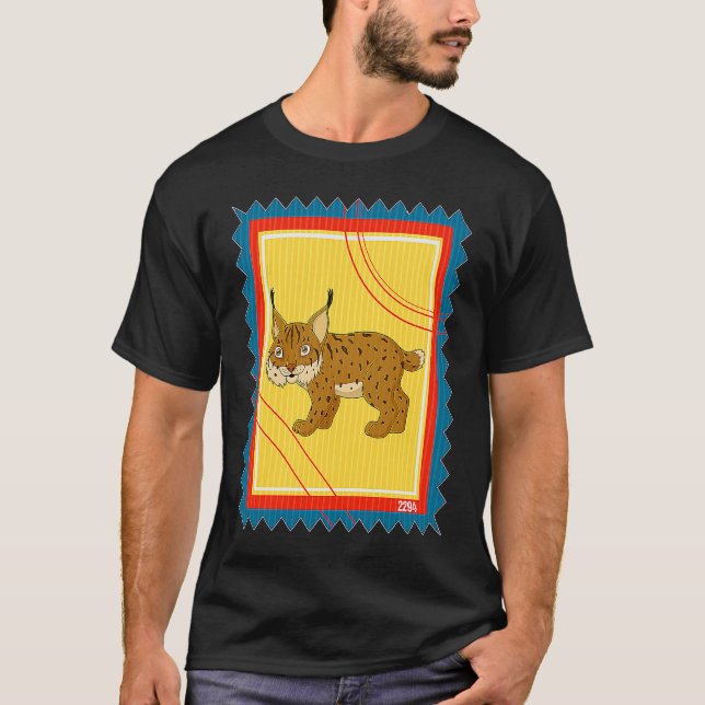 T-shirt Timbre-poste Chat Sauvage Caracal (Devant)