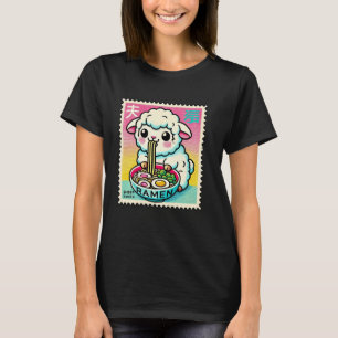 T-shirt Timbre-poste d'art japonais pop mouton agneau béli