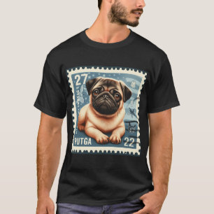 T-shirt Timbre-poste de chien carlin