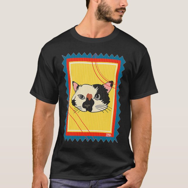 T-shirt Timbre tacheté chat mignon (Devant)