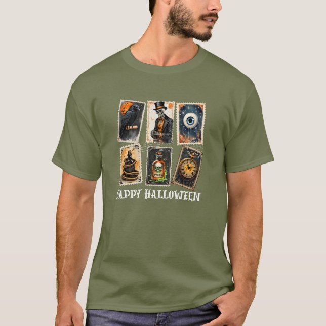T-shirt Timbre Vintage gothique Halloween (Devant)