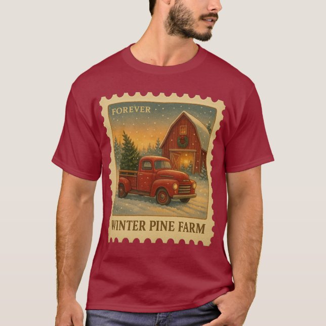 T-shirt Timbre « Winter Pine Farm – Forever » (Devant)
