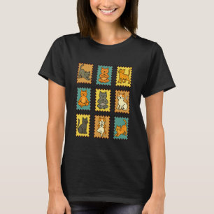 T-shirt Timbres de chats de yoga pratiquant la pleine cons