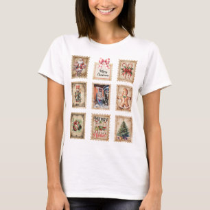 T-shirt Timbres de Noël vintage, ajoutez votre photo