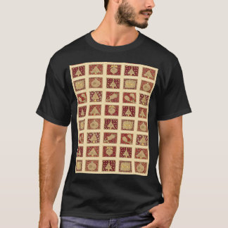 T-shirt Timbres De Vacances D'Hiver En Or Et En Bourgogne