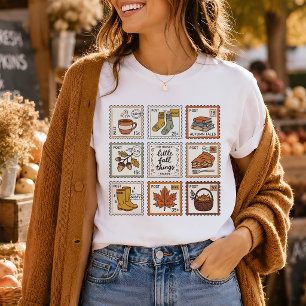 T-shirt Timbres Postaux Vintage Automne Esthétique Rétro