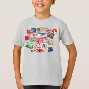 T-shirt Timbres-poste de courrier aérien vintage