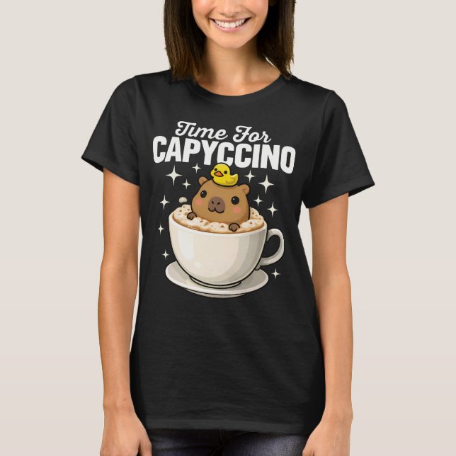 T-shirt Time For Capyccino Funny Capybara (Devant)
