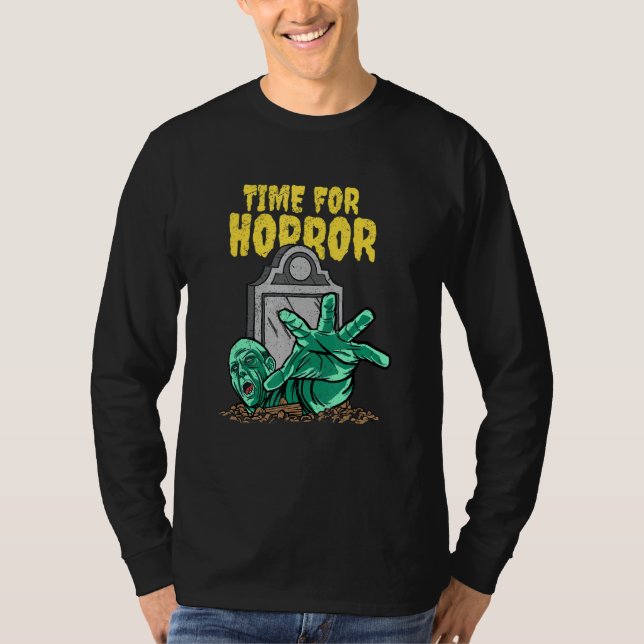 T-shirt Time For Horror Halloween Zombie (Devant)