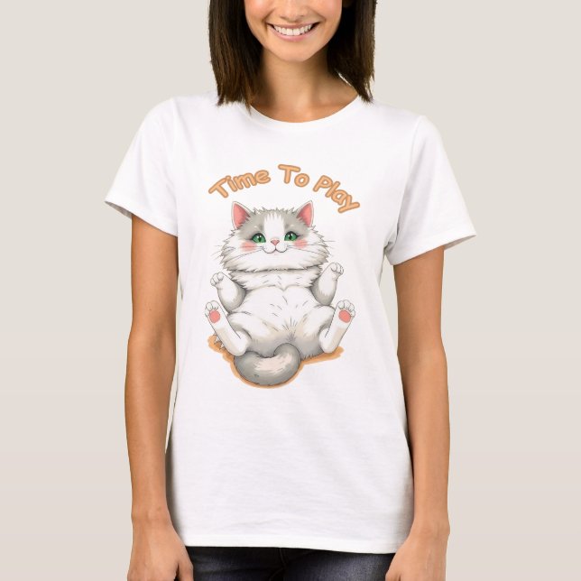 T-shirt Time To Play - Best Cute Cat Design (Devant)