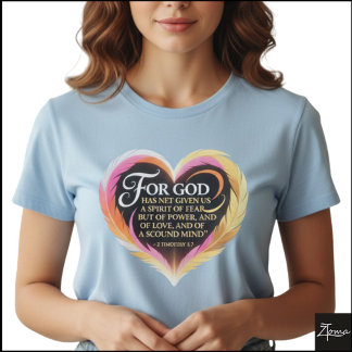 T-shirt Timothy 1:7 Scripture Neon Feather Heart