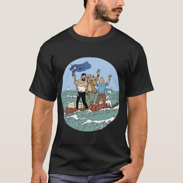 T-shirt Tin Tin Sea Adventure Avec Capitaine Haddock (Devant)