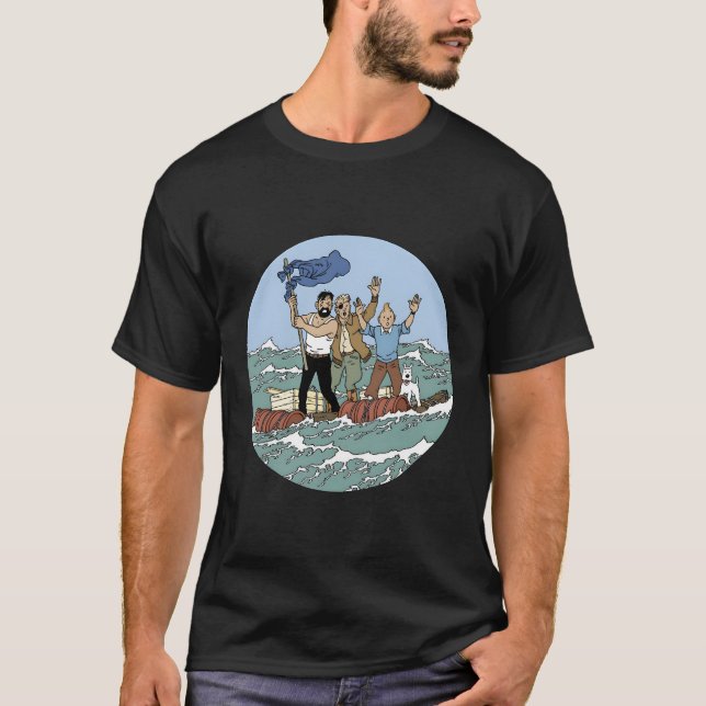 T-shirt Tin Tin Sea Adventure Avec Capitaine Haddock (Devant)