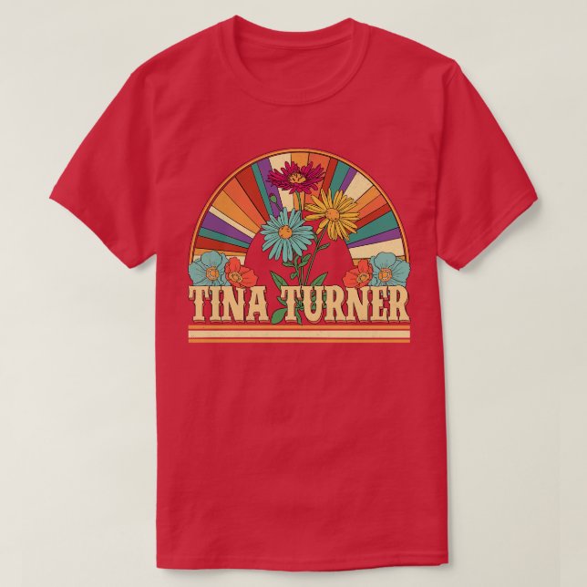 T-shirt Tina Fleurs Nom Turner Cadeaux personnalisés Retro (Design devant)