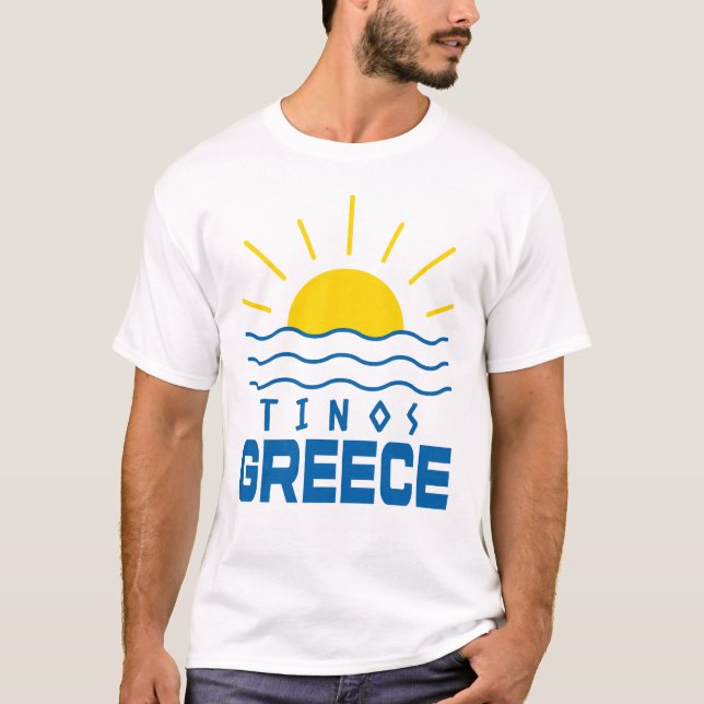 T-shirt Tinos Grèce Soleil et Mer Blanc Hommes (Devant)