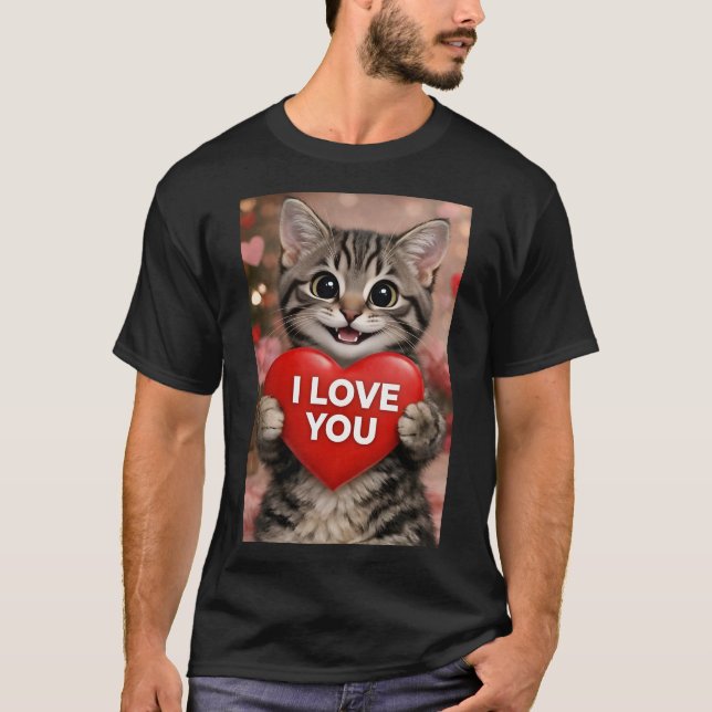 T-shirt Tinsel le chaton de Noël "Je t'aime" (Devant)