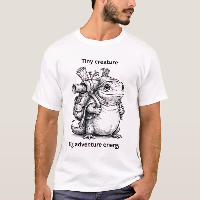 T-shirt Tiny Creature Big Adventure Energy Funny Frog T-Sh (Devant)