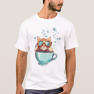T-shirt Tiny Diver Cat � Funny Scuba Kitty Tea Lover