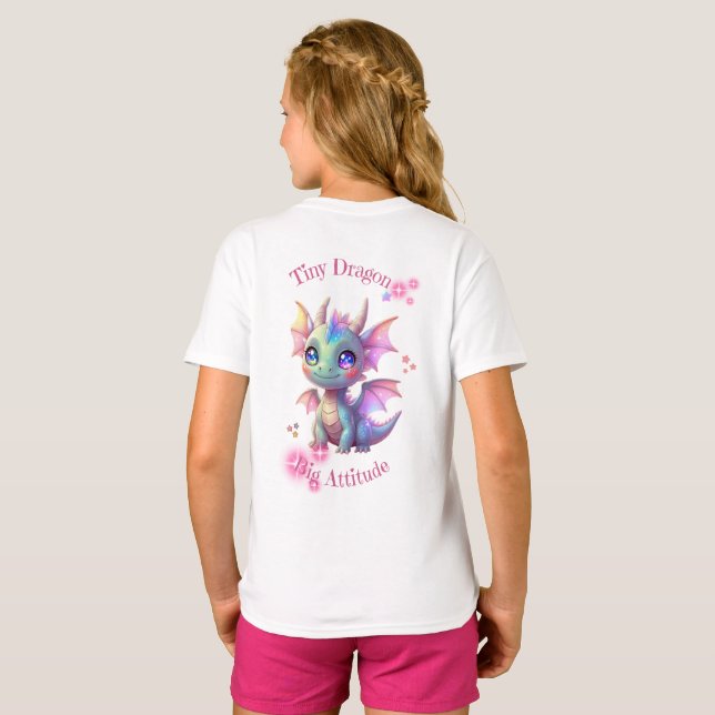 T-shirt Tiny Dragon, Big Attitude – Dragon Bébé Kawaii (Dos entier)