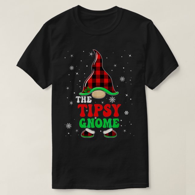 T-shirt Tipsy Gnome Buffalo Plaid Matching Famille Christm (Design devant)