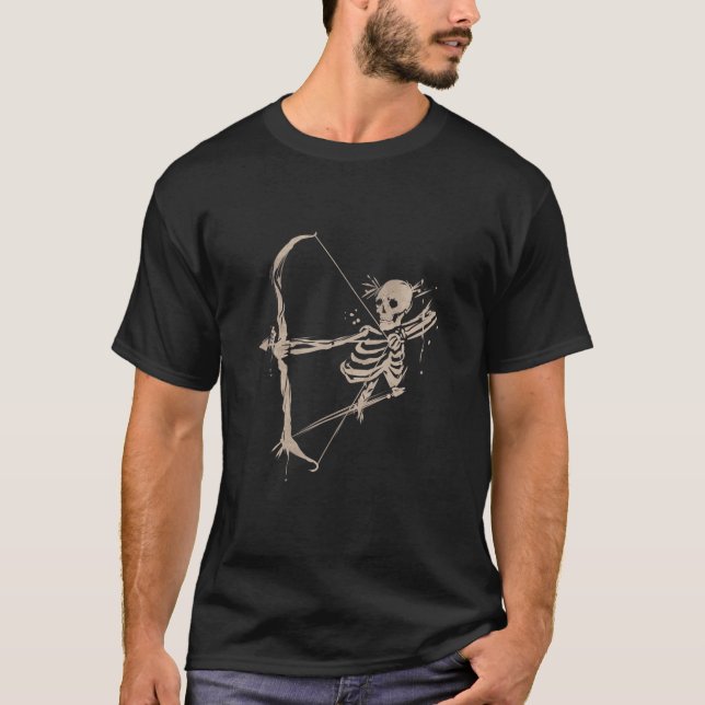 T-shirt Tir À Arc Design Squelette Archer Avec Bow Et Flèc (Devant)