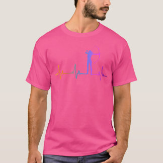 T-shirt Tir à l'arc Archer Girl Heartbeat Pulse Rainbow