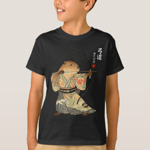 T-shirt Tir à l'arc de capybara Samouraï Kyudo Art animal