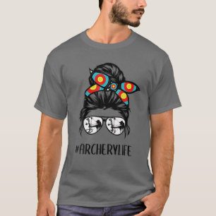 T-shirt Tir à l'arc Maman Vie Messy Bun Lunettes de cheveu