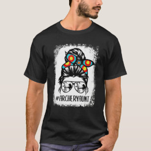 T-shirt Tir à l'arc Maman Vie Messy Bun Lunettes de cheveu