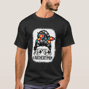 T-shirt Tir à l'arc Maman Vie Messy Bun Lunettes de cheveu