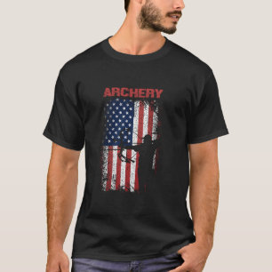 T-shirt Tir à l'arc Retro American Flag America USA Bow