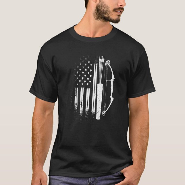 T-shirt Tir américain à l'arc Drapeau américain Compound B (Devant)