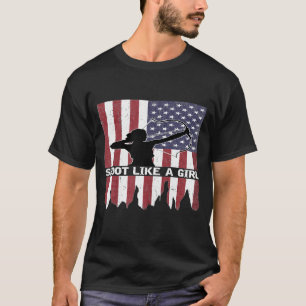 T-shirt Tir Comme Une Fille Drapeau Chasse Tir À L'Arc Tir